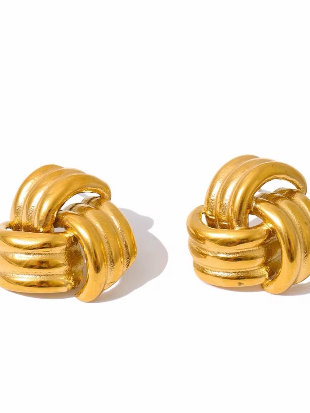 Gold Knot Stud Earring Stainless Steel PVDGold Plated Minimalist Everyday Wear
